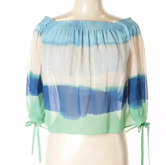 Zara Boho Off Shoulder Ombre Tie Dye Top - Picture 2 of 7